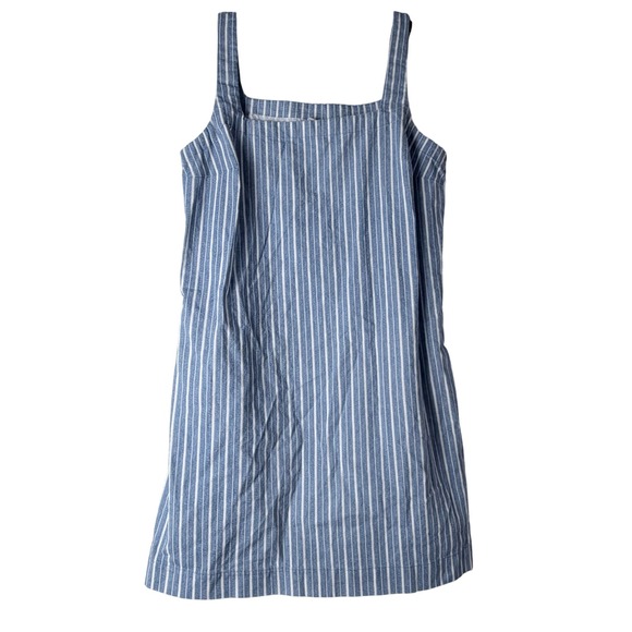 a new day Dresses & Skirts - A New Day Mini Dress Women S Blue Striped Linen Blend Sleeveless Pockets Coastal